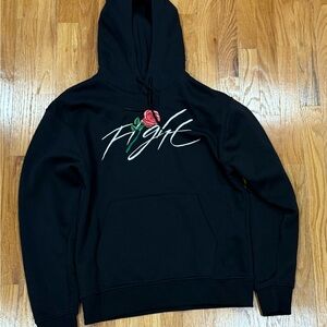 Jordan Black Hoodie with Red Rose Design